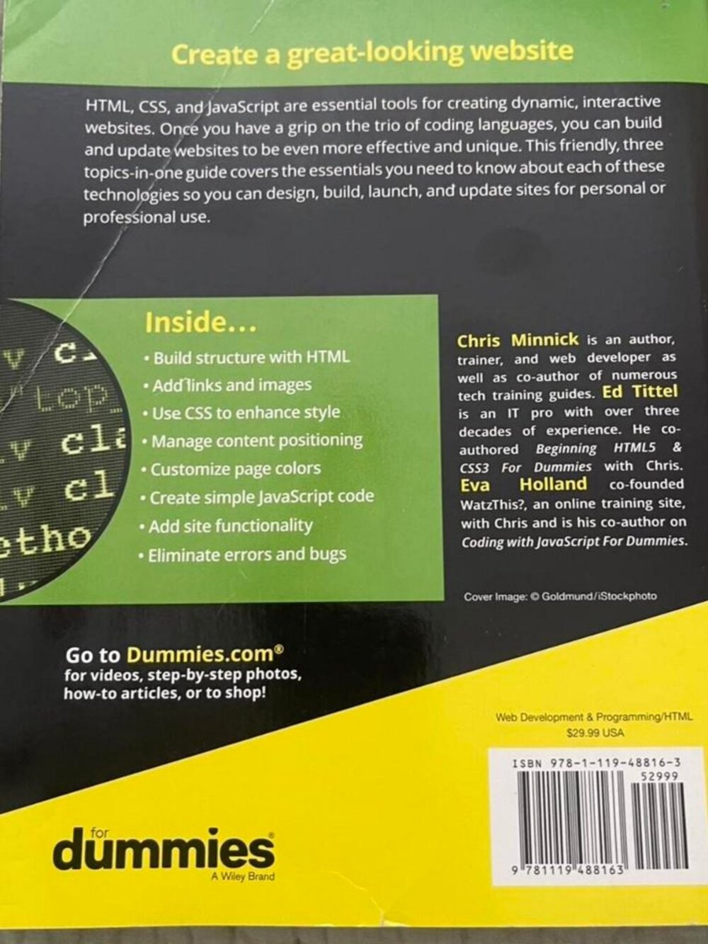 HTML, CSS, & JavaScript For Dummies by Chris Minnick - Picture 2 of 2